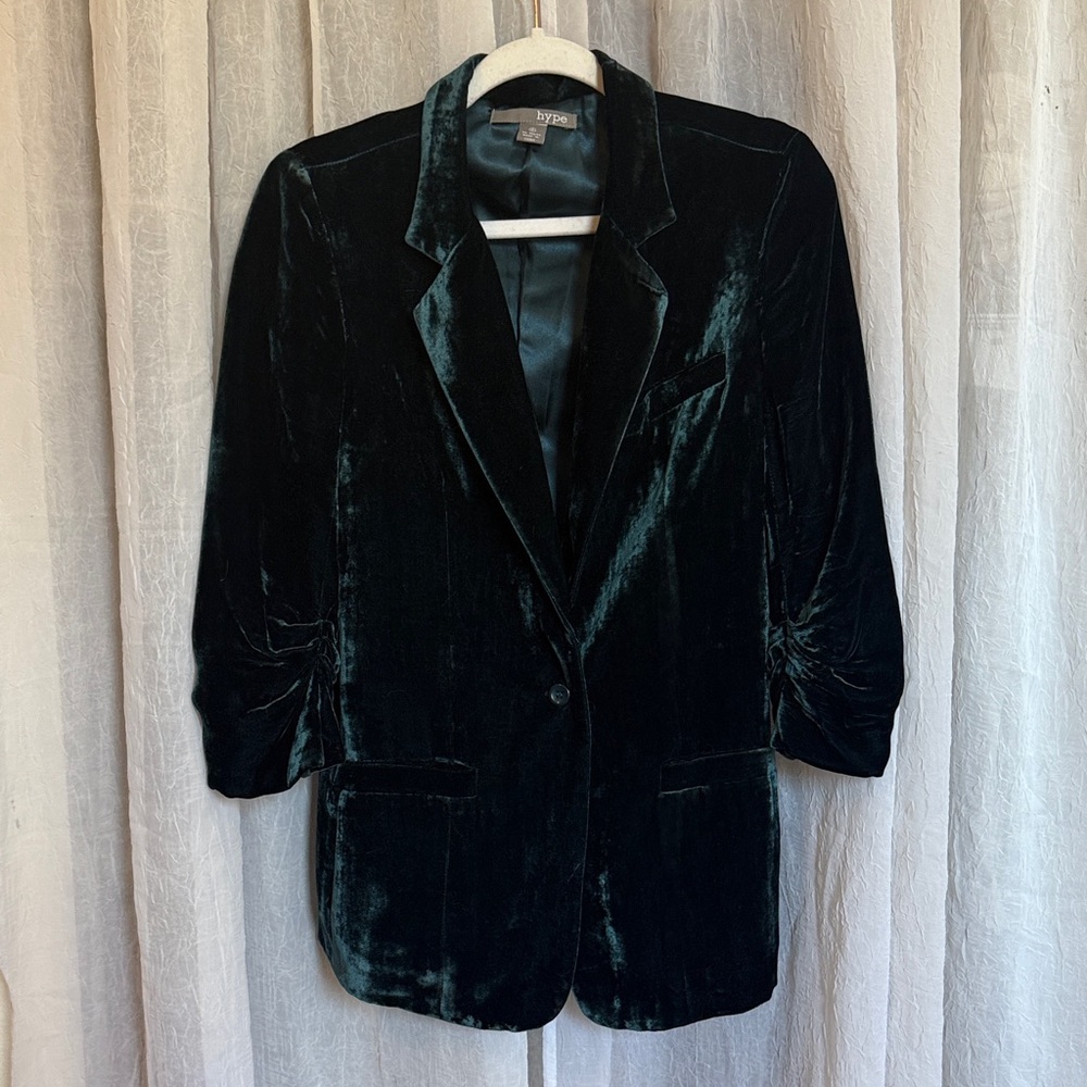 INC International Concepts Velvet Blazer in Deep Green